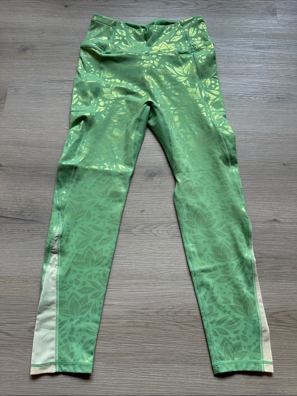 Crowned Athletics original Tiana Green Floral Leggings